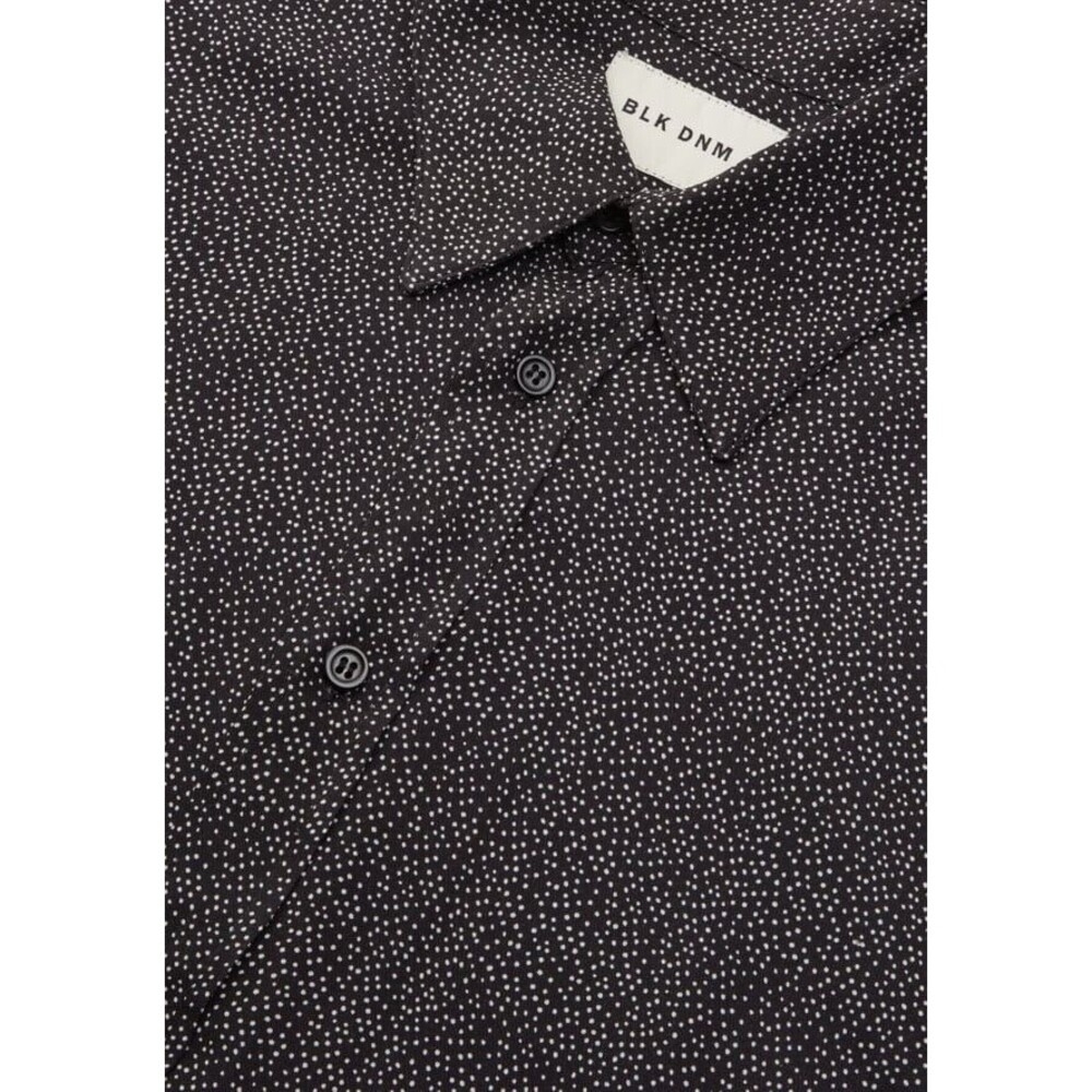 BLK DNM Shirt Mens Size 48 Black Mini Dot Casual Modern 70s Collar $230